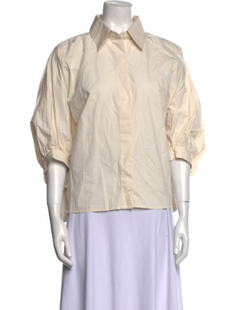 Deveaux Three-Quarter Sleeve Button-Up Top