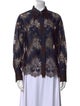 Deveaux Lace Pattern Long Sleeve Button-Up Top
