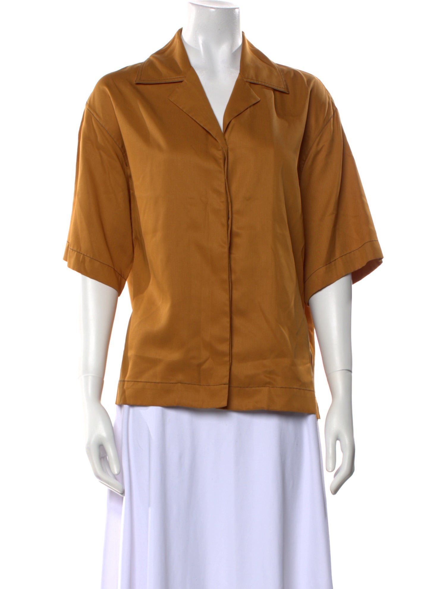 Deveaux V-Neck Short Sleeve Button-Up Top