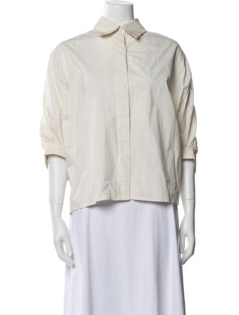 Deveaux Three-Quarter Sleeve Button-Up Top