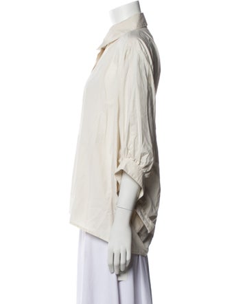 Deveaux Three-Quarter Sleeve Button-Up Top