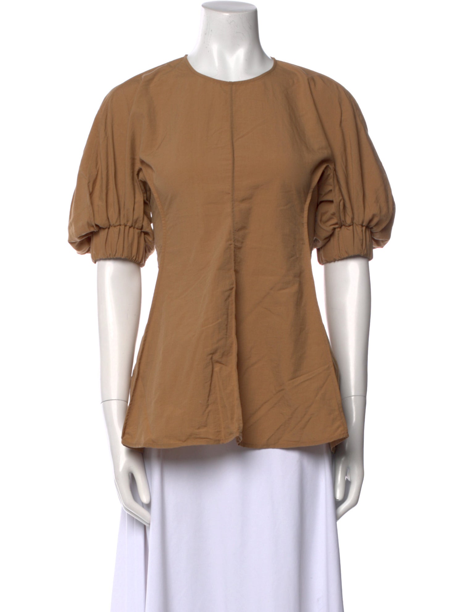 Deveaux Crew Neck Short Sleeve Button-Up Top