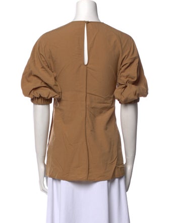 Deveaux Crew Neck Short Sleeve Button-Up Top
