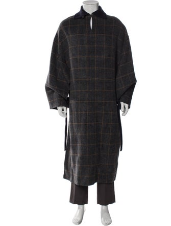 Deveaux Wool Plaid Print Overcoat