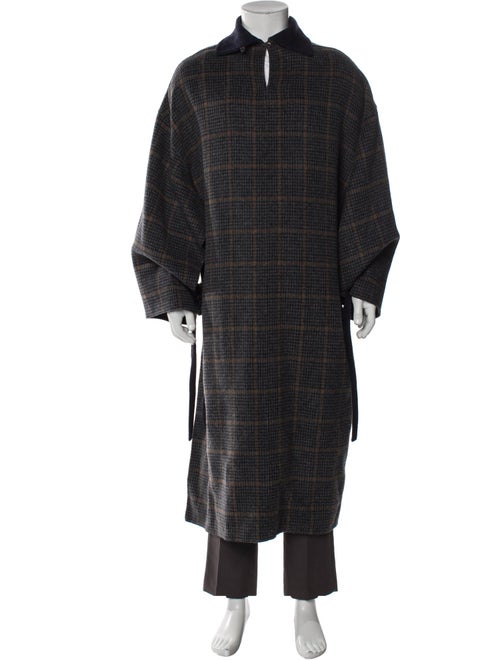 Deveaux Wool Plaid Print Overcoat