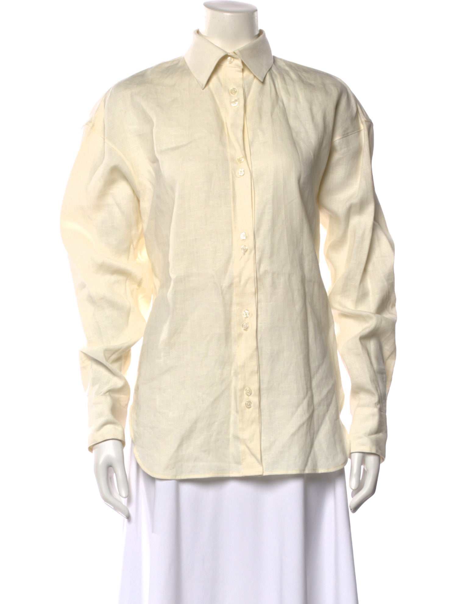 Deveaux Linen Long Sleeve Button-Up Top