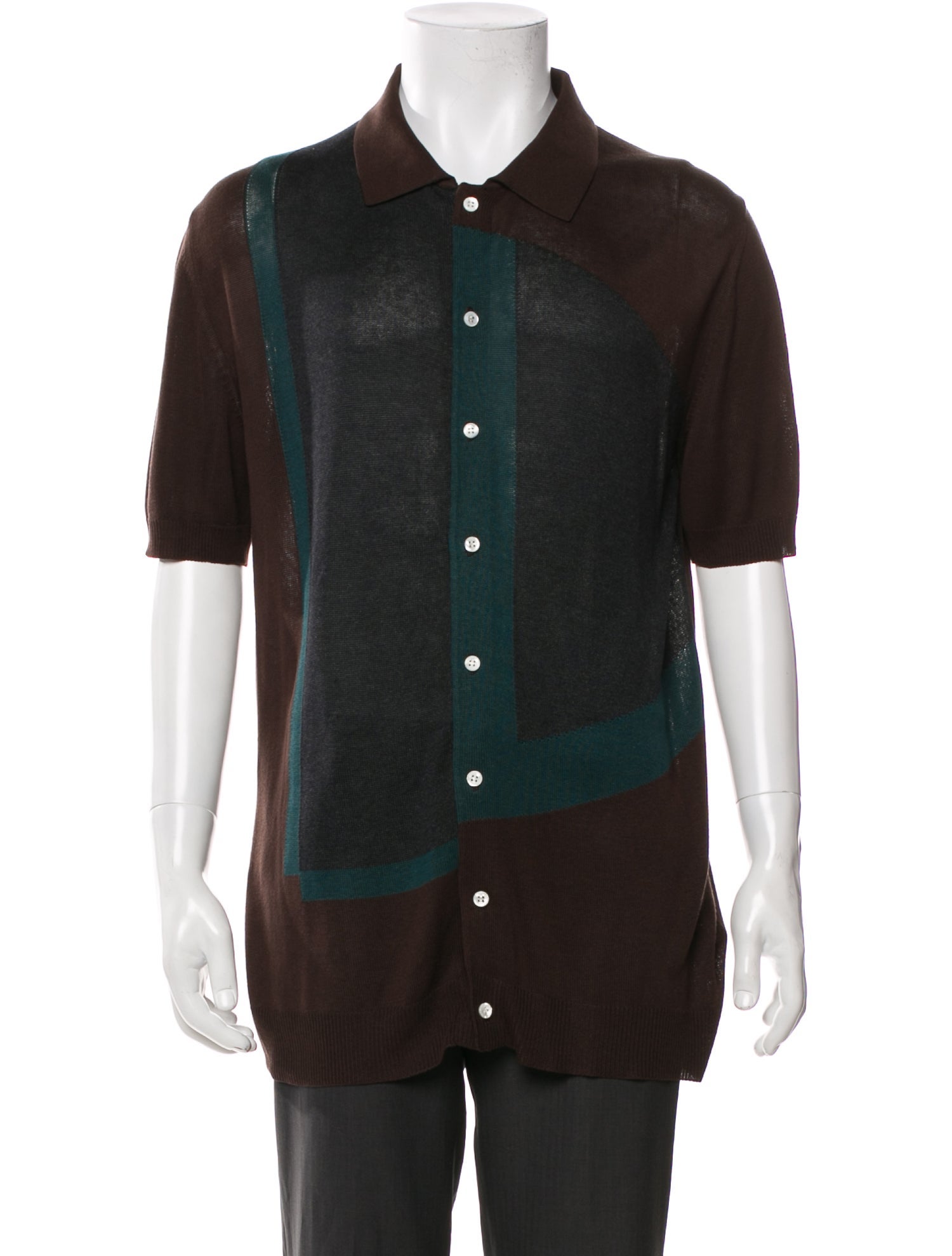 Deveaux Silk Colorblock Pattern Shirt