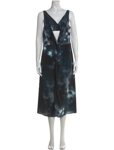 Pre-owned Deveaux Silk Midi Length Dress In Black