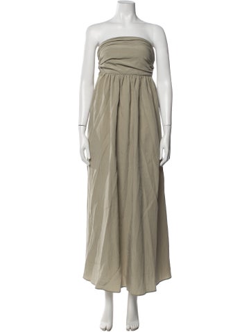 Pre-owned Deveaux Strapless Long Dress In Green