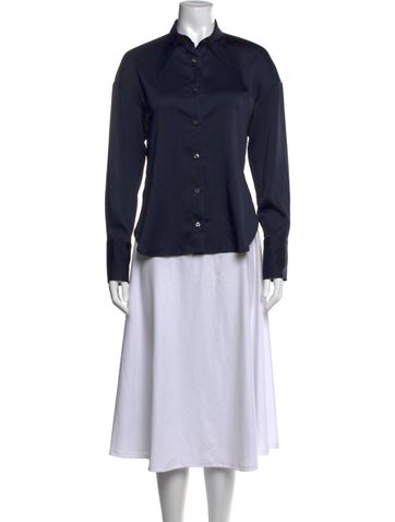 Pre-owned Deveaux Long Sleeve Button-up Top In Blue