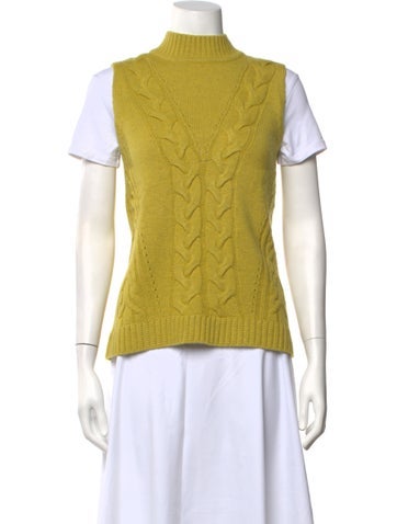 Pre-owned Deveaux Wool Mock Neck Sweater In Yellow