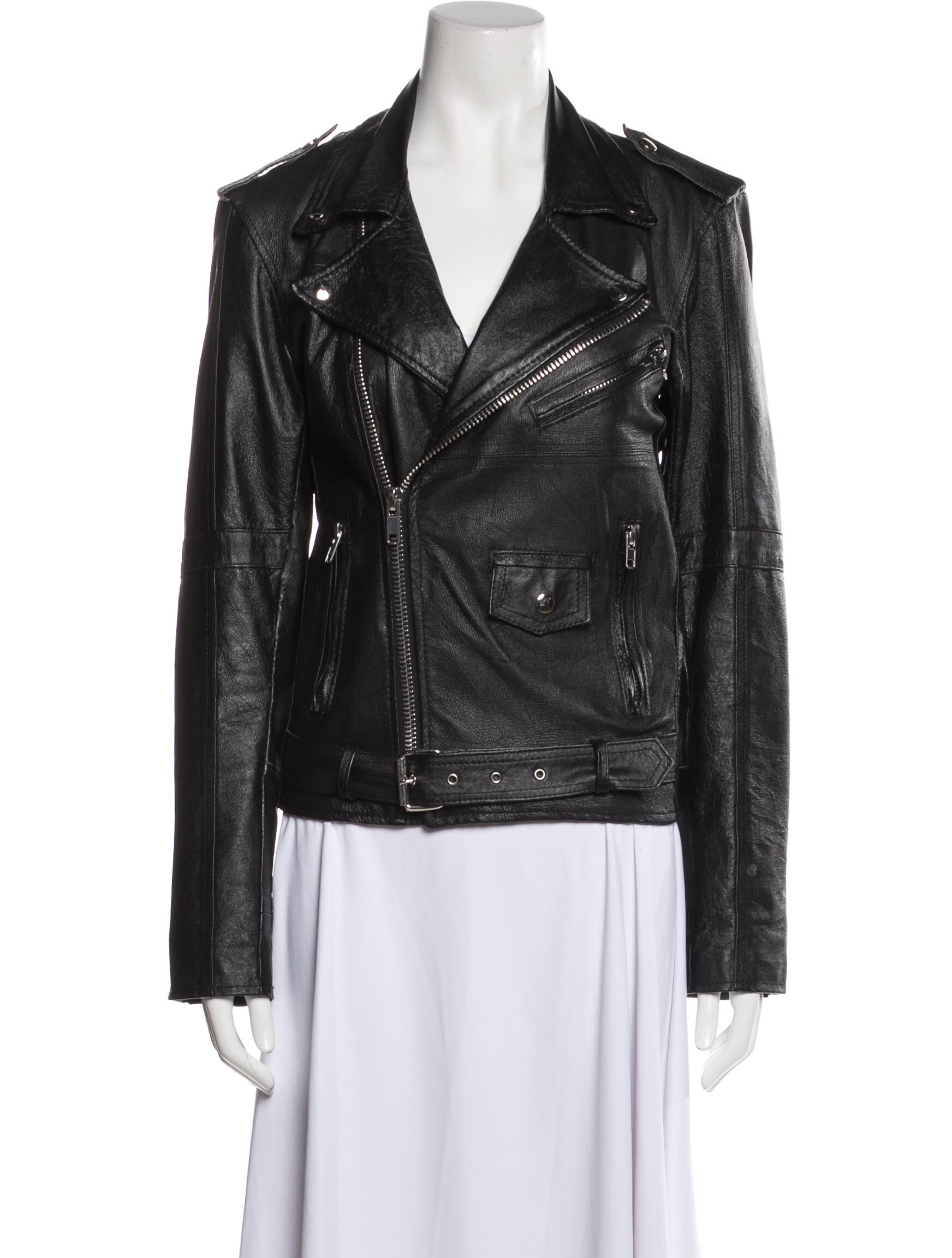 Deadwood Leather Biker Jacket Black Jackets, Clothing WDEWD20364