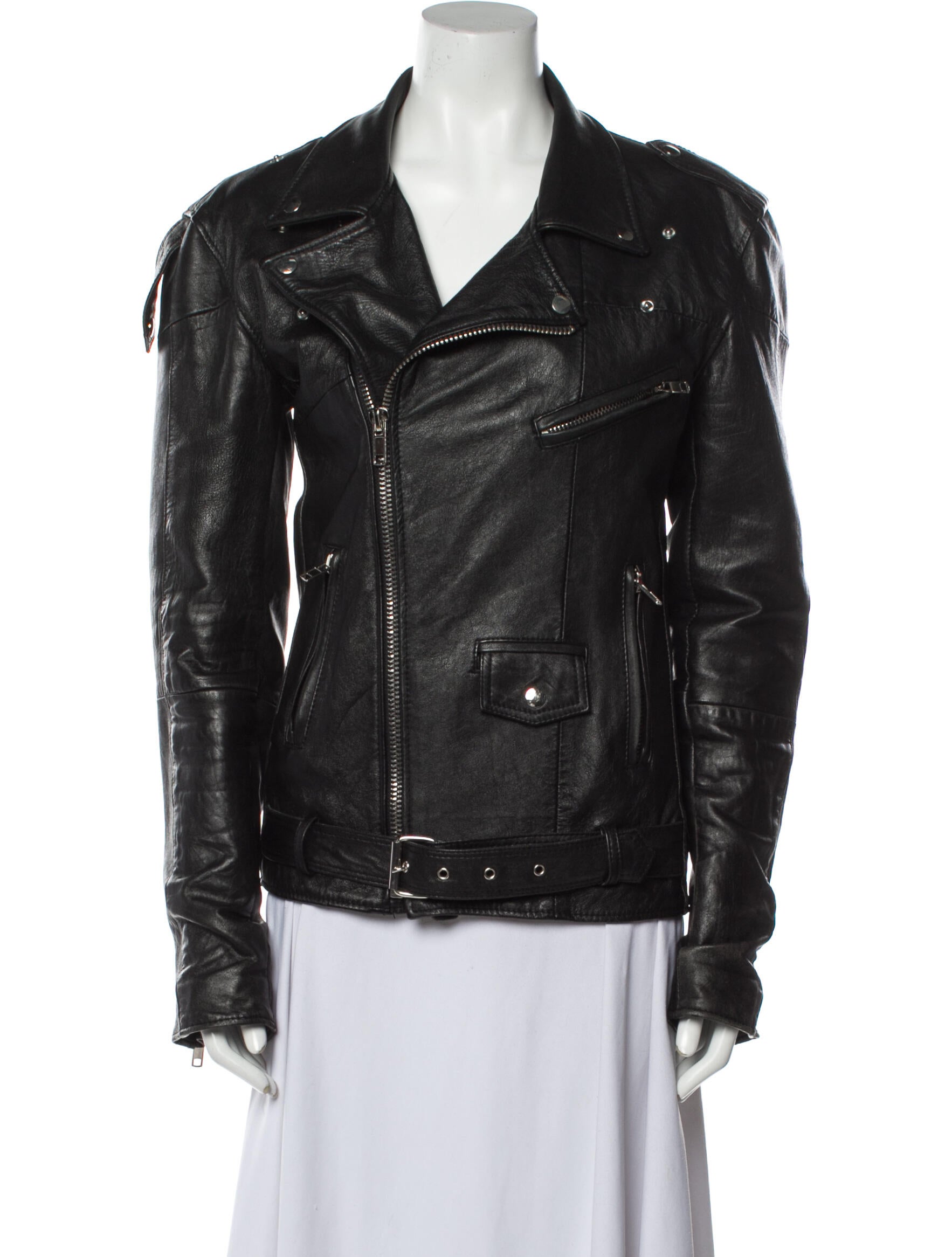 Deadwood Leather Biker Jacket Black Jackets, Clothing WDEWD20370