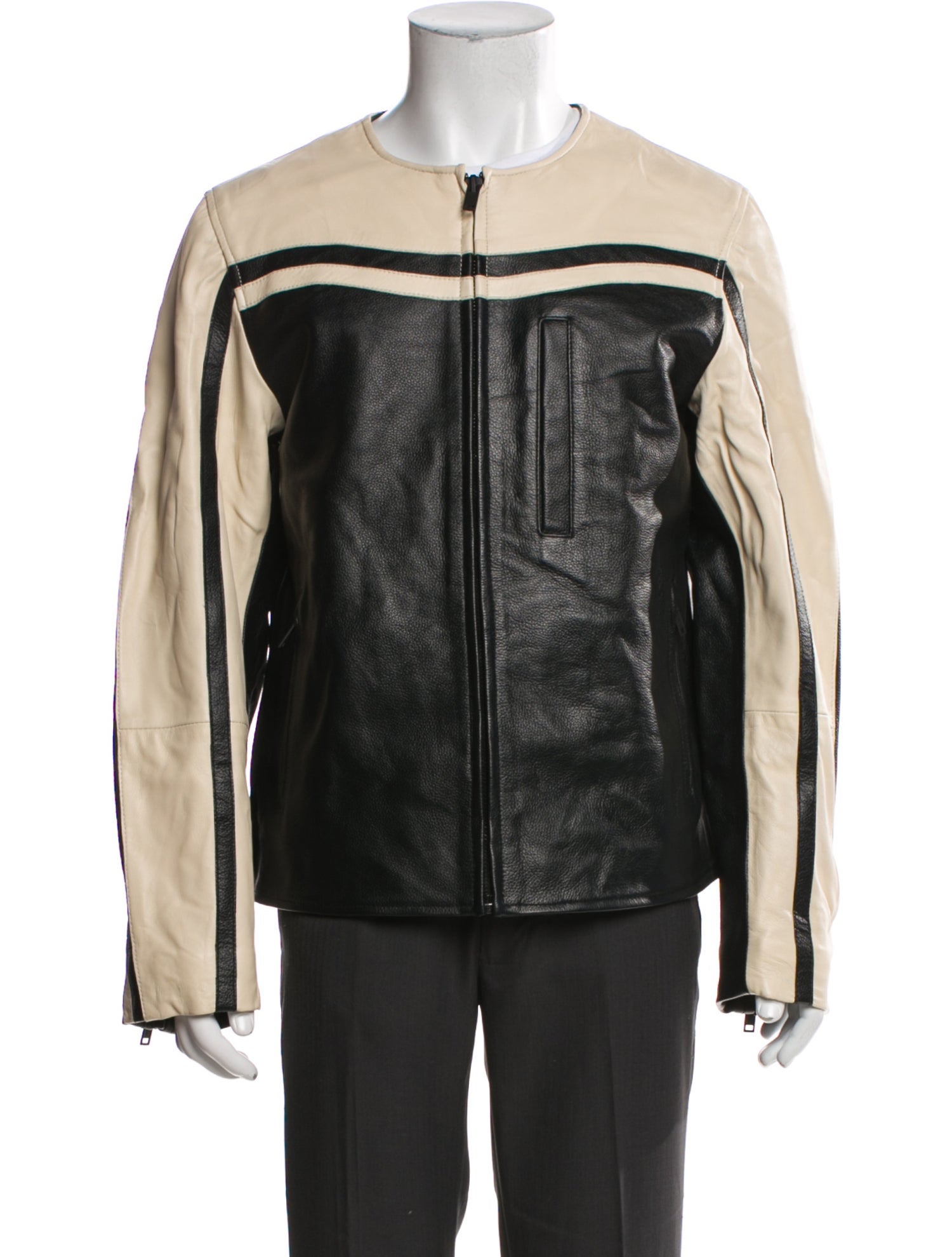 Deadwood Lambskin Striped Moto Jacket