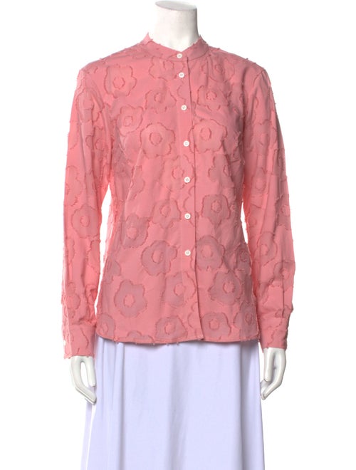 Danielle Fichera Patterned Mock Neck Button-Up Top