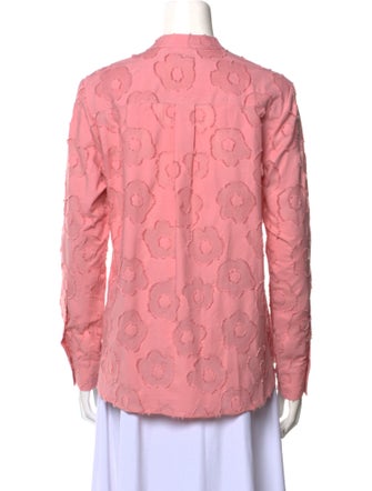 Danielle Fichera Patterned Mock Neck Button-Up Top