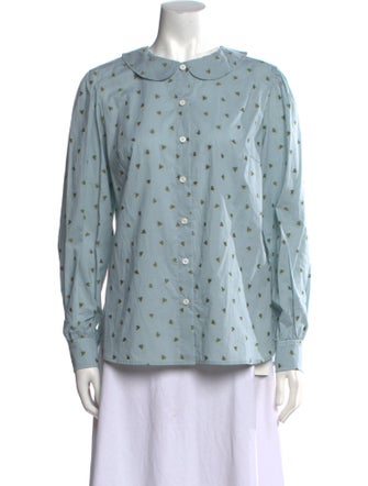Danielle Fichera Polka Dot Print Mock Neck Button-Up Top