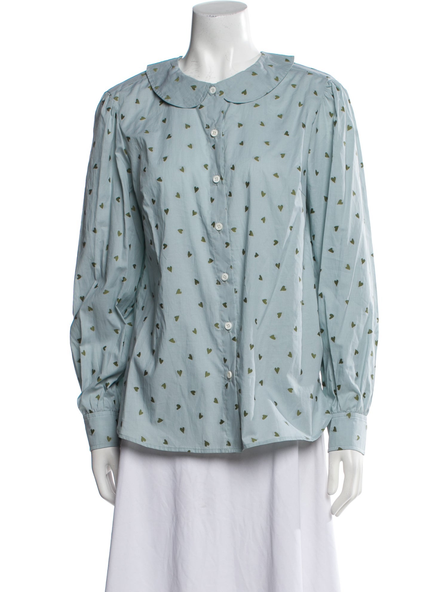 Danielle Fichera Printed Mock Neck Button-Up Top