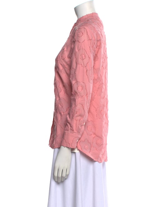 Danielle Fichera Floral Print Mock Neck Button-Up Top