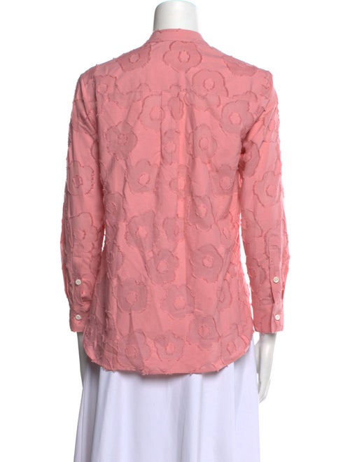 Danielle Fichera Floral Print Mock Neck Button-Up Top