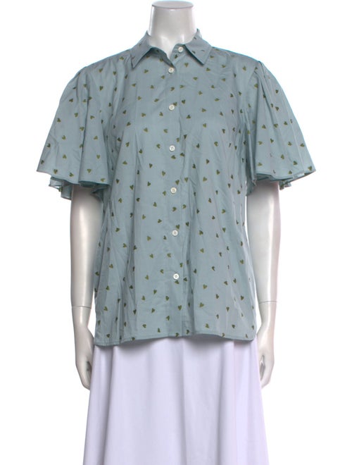 Danielle Fichera Printed Short Sleeve Button-Up Top