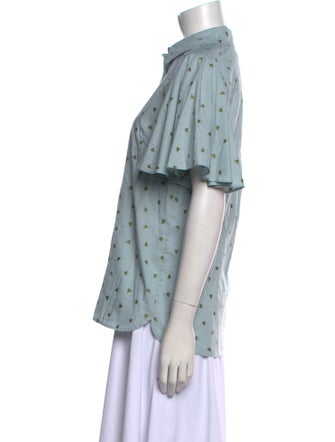 Danielle Fichera Printed Short Sleeve Button-Up Top