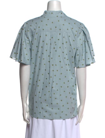 Danielle Fichera Printed Short Sleeve Button-Up Top