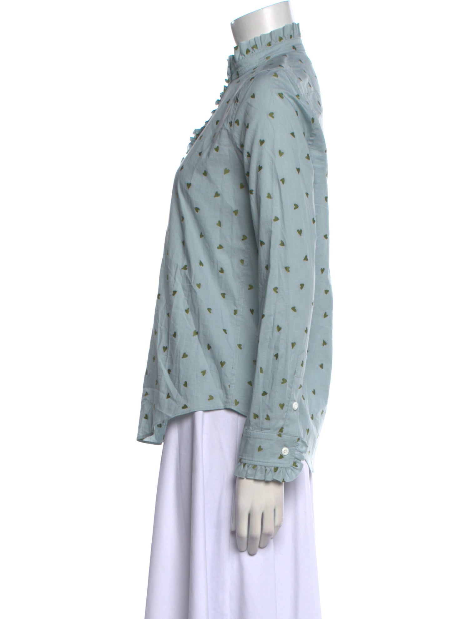 Danielle Fichera Printed Mock Neck Button-Up Top