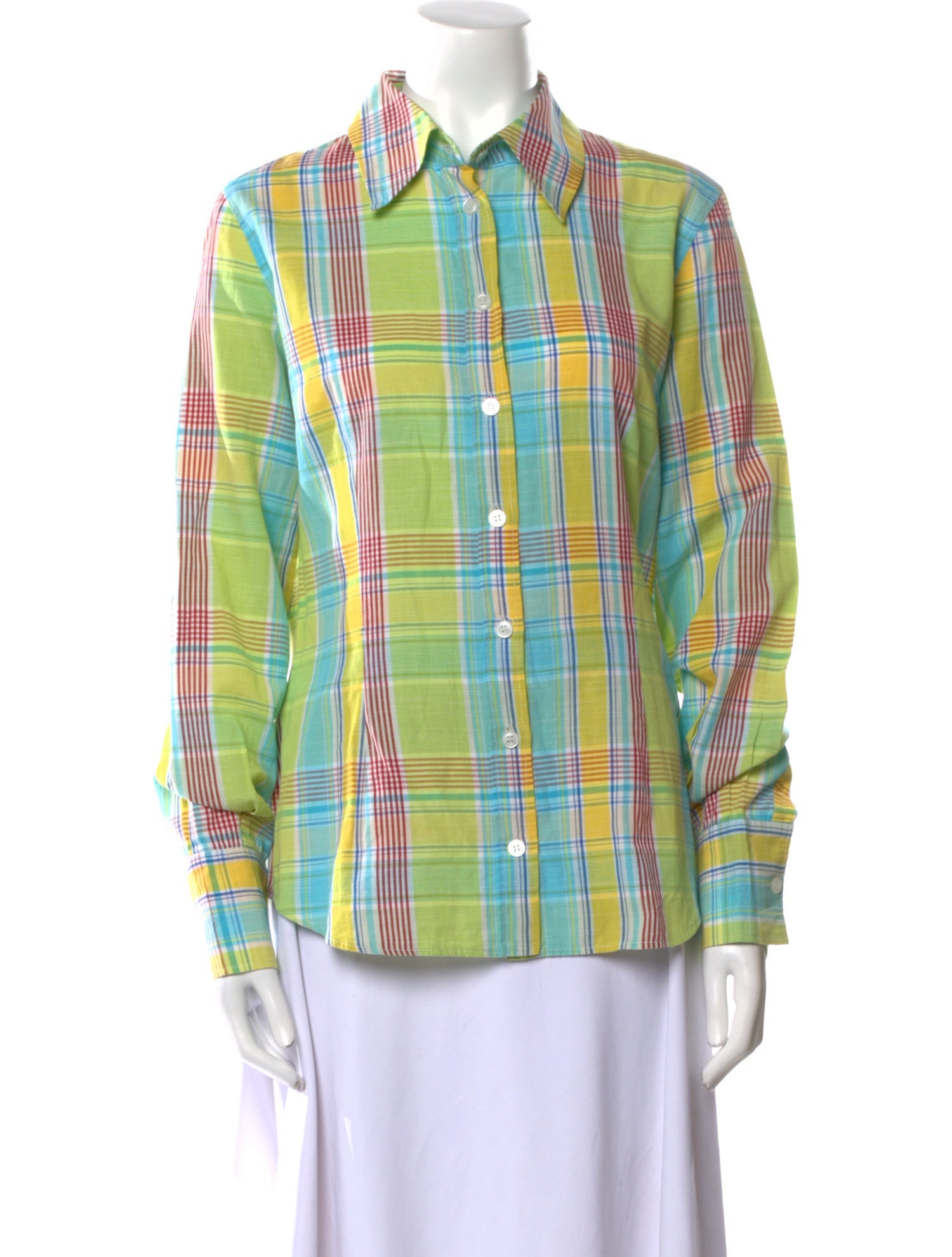 D&G Plaid Print Long Sleeve Button-Up Top
