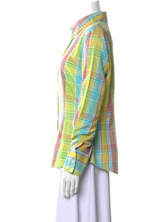 D&G Plaid Print Long Sleeve Button-Up Top