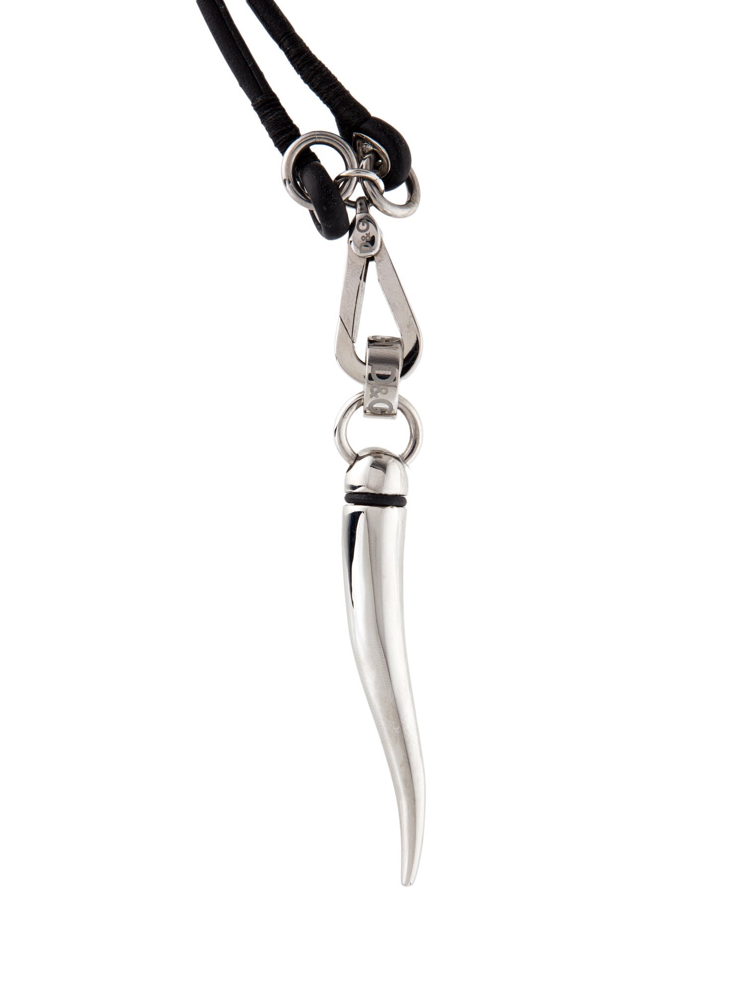 D&G Leather Horn Pendant Necklace