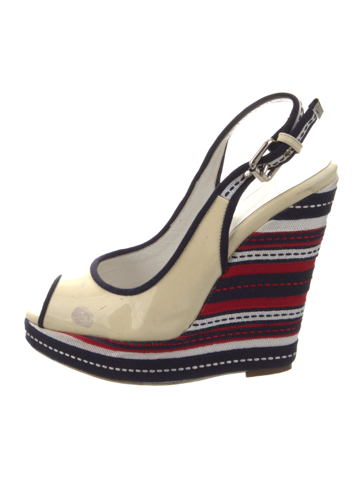 D&G Patent Leather Striped Slingback Pumps
