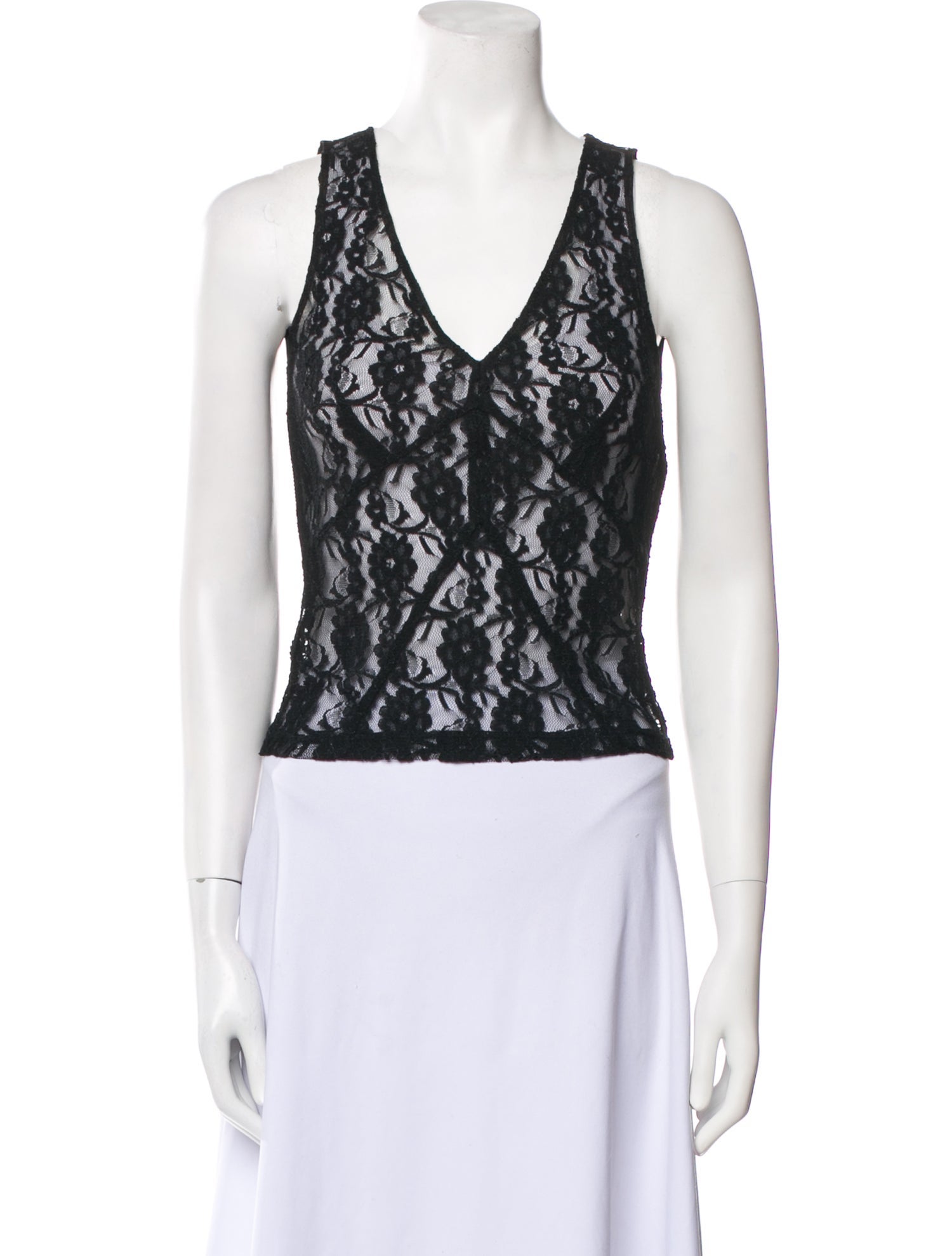 D&G Lace Pattern V-Neck Crop Top