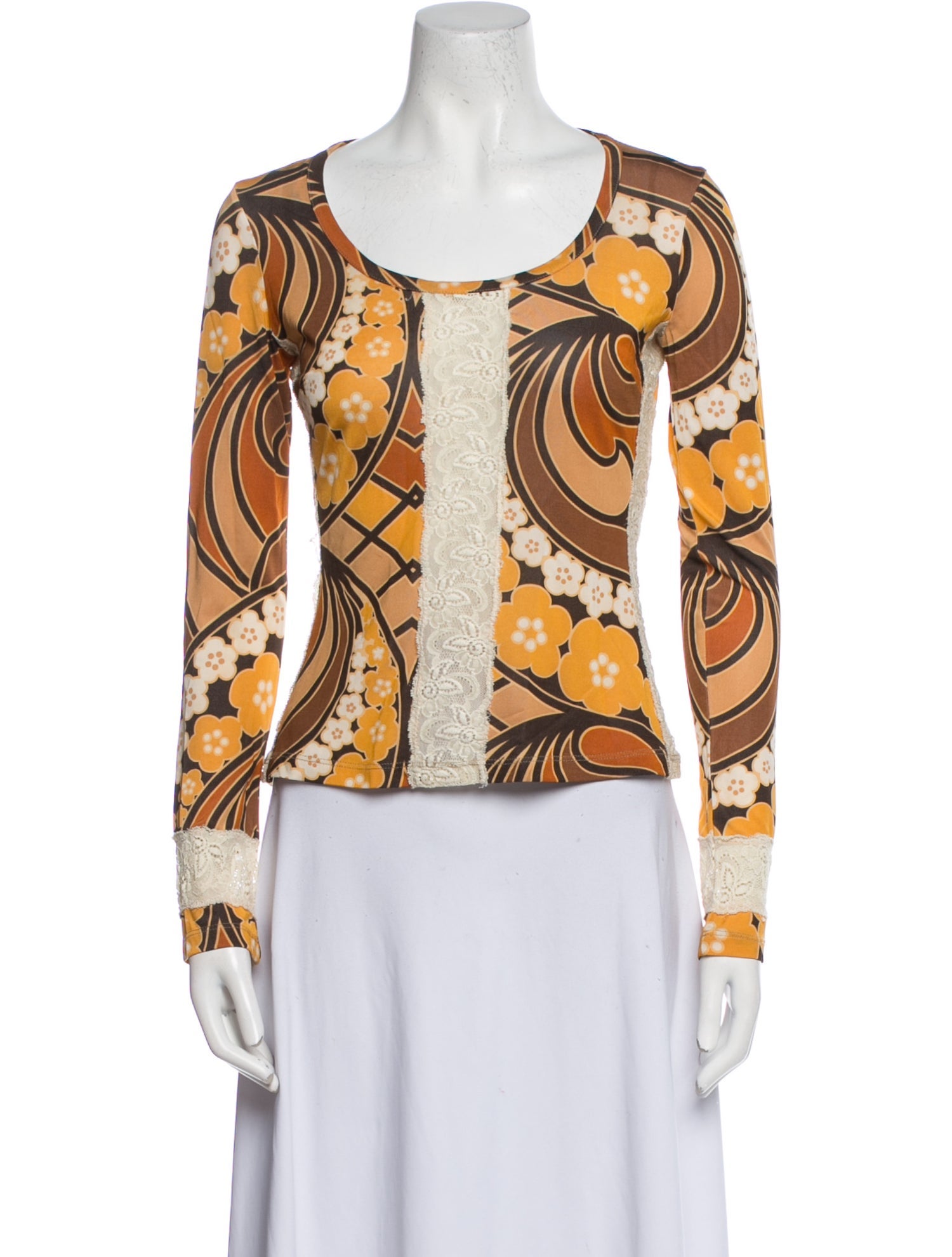 D&G Printed Scoop Neck Top