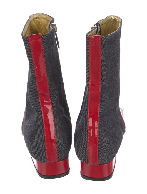 D&G Patent Leather Colorblock Pattern Sock Boots