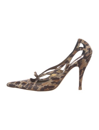 D&G Leather Animal Print Slingback Pumps