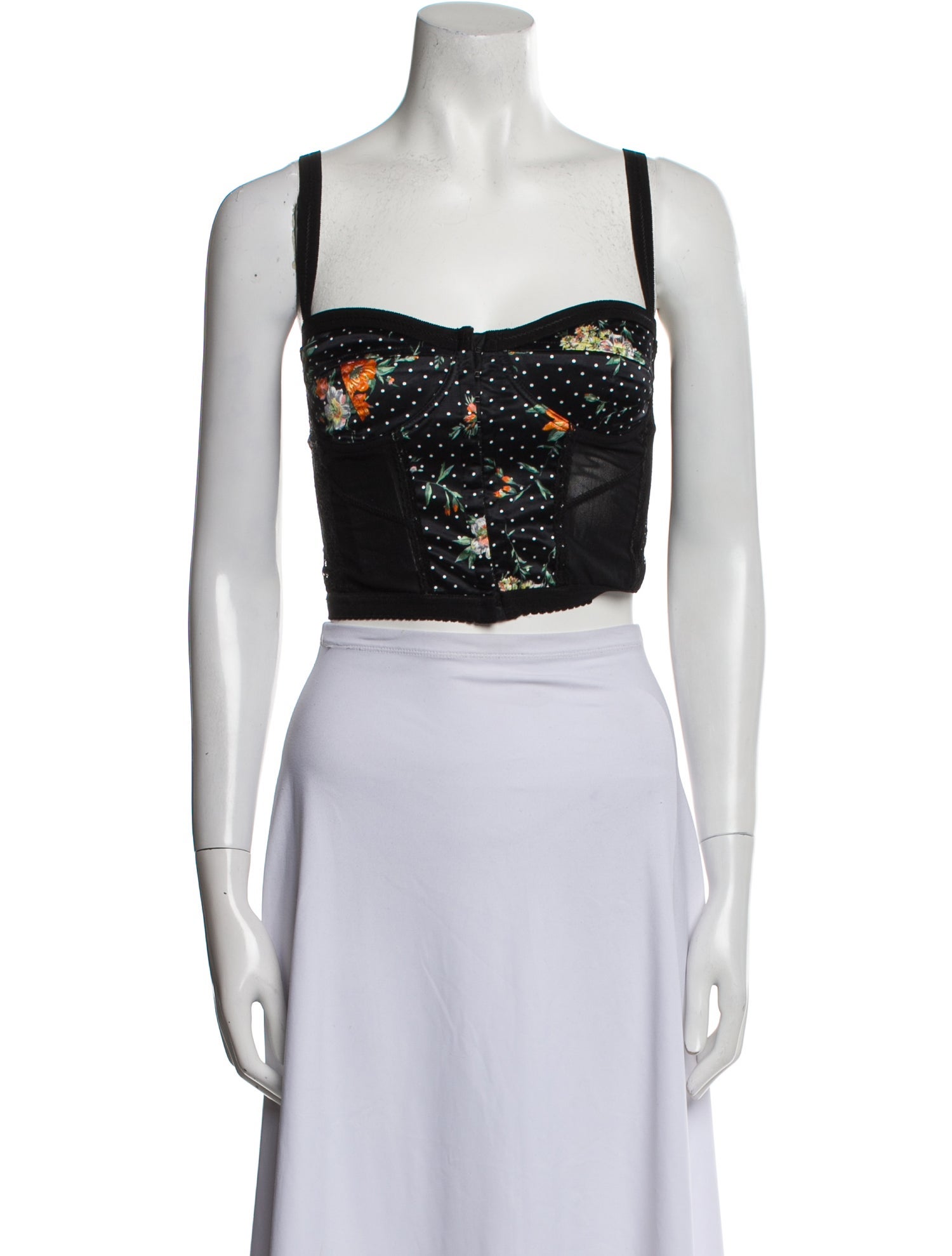 D&G Printed Square Neckline Crop Top