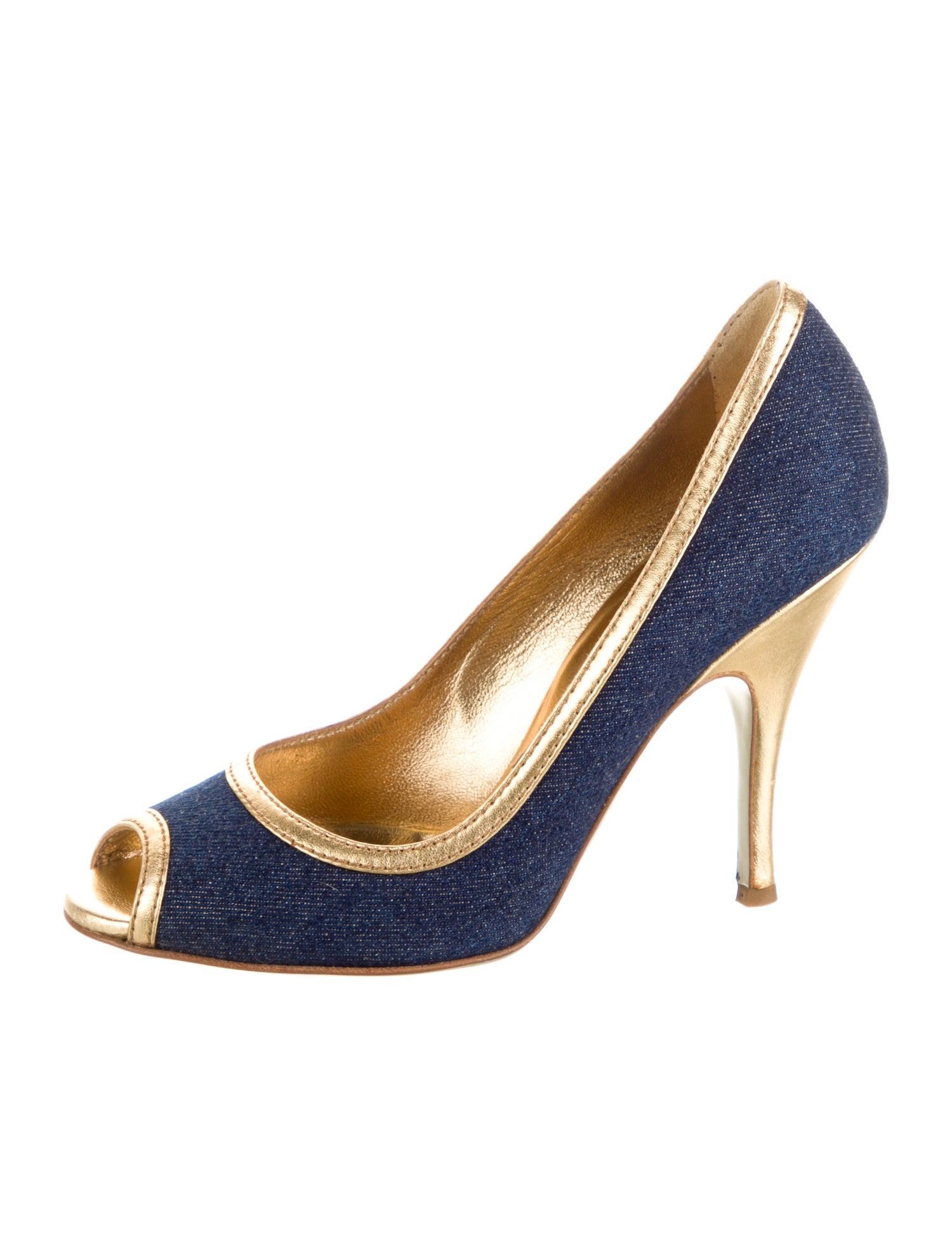 D&G Denim Colorblock Pattern Pumps