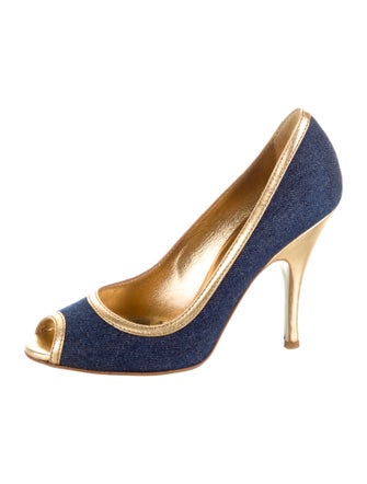 D&G Denim Colorblock Pattern Pumps