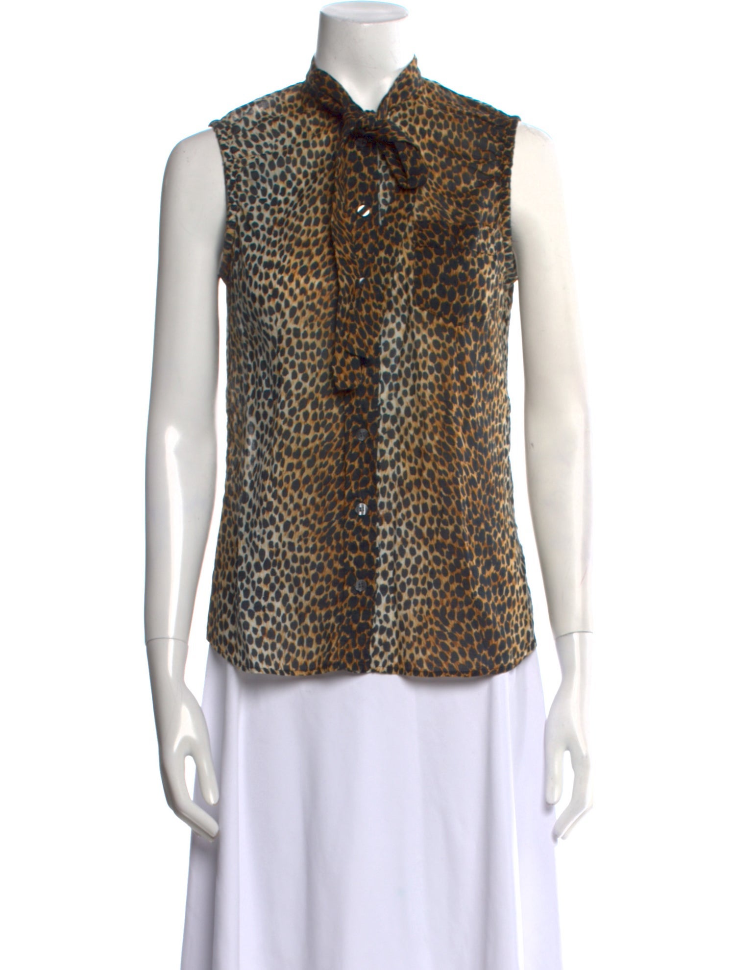 D&G Animal Print Sleeveless Button-Up Top