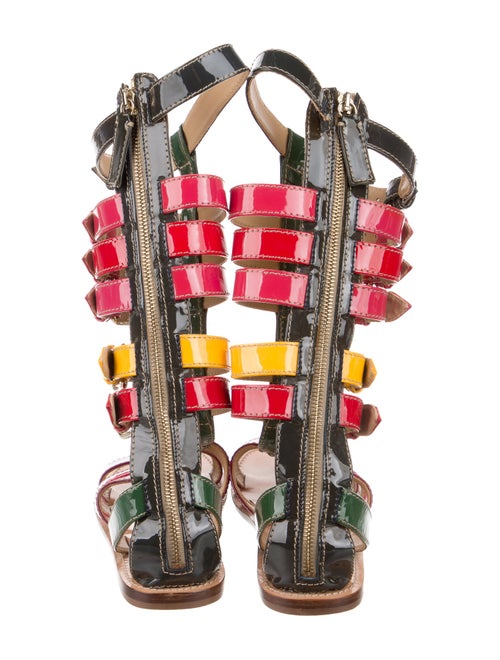 D&G Patent Leather Colorblock Pattern Boots