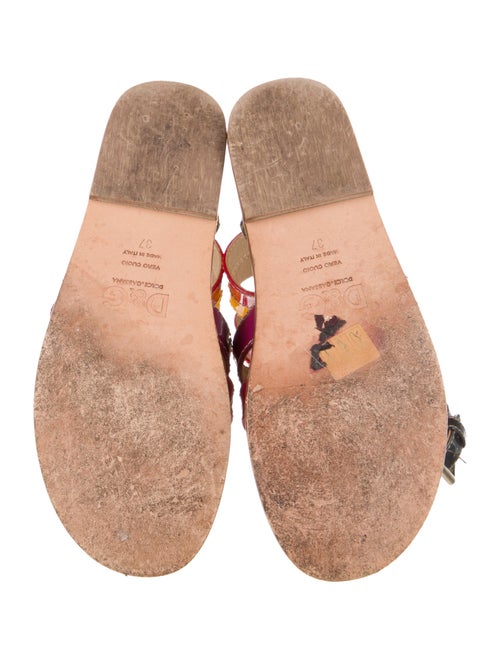 D&G Patent Leather Colorblock Pattern Boots