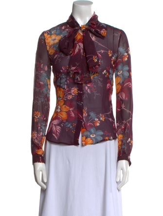 D&G Silk Floral Print Button-Up Top