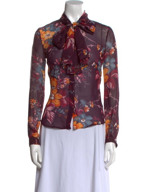 D&G Silk Floral Print Button-Up Top