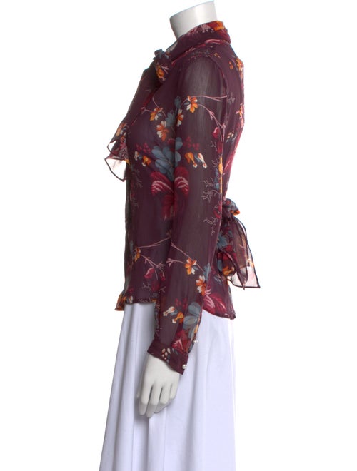 D&G Silk Floral Print Button-Up Top