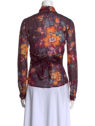 D&G Silk Floral Print Button-Up Top