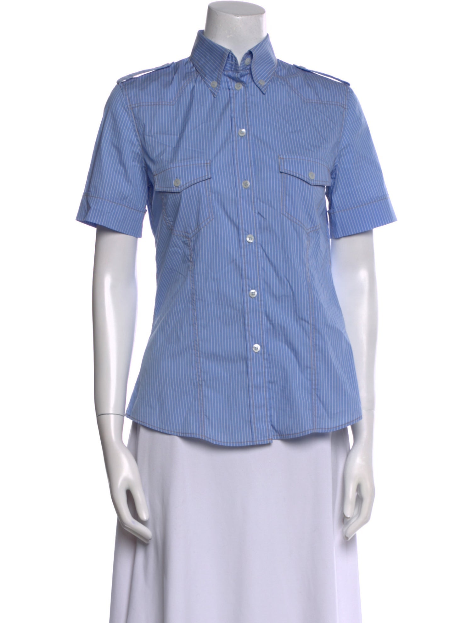 D&G Striped Short Sleeve Button-Up Top