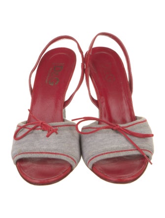 D&G Leather Trim Embellishment Slingback Sandals