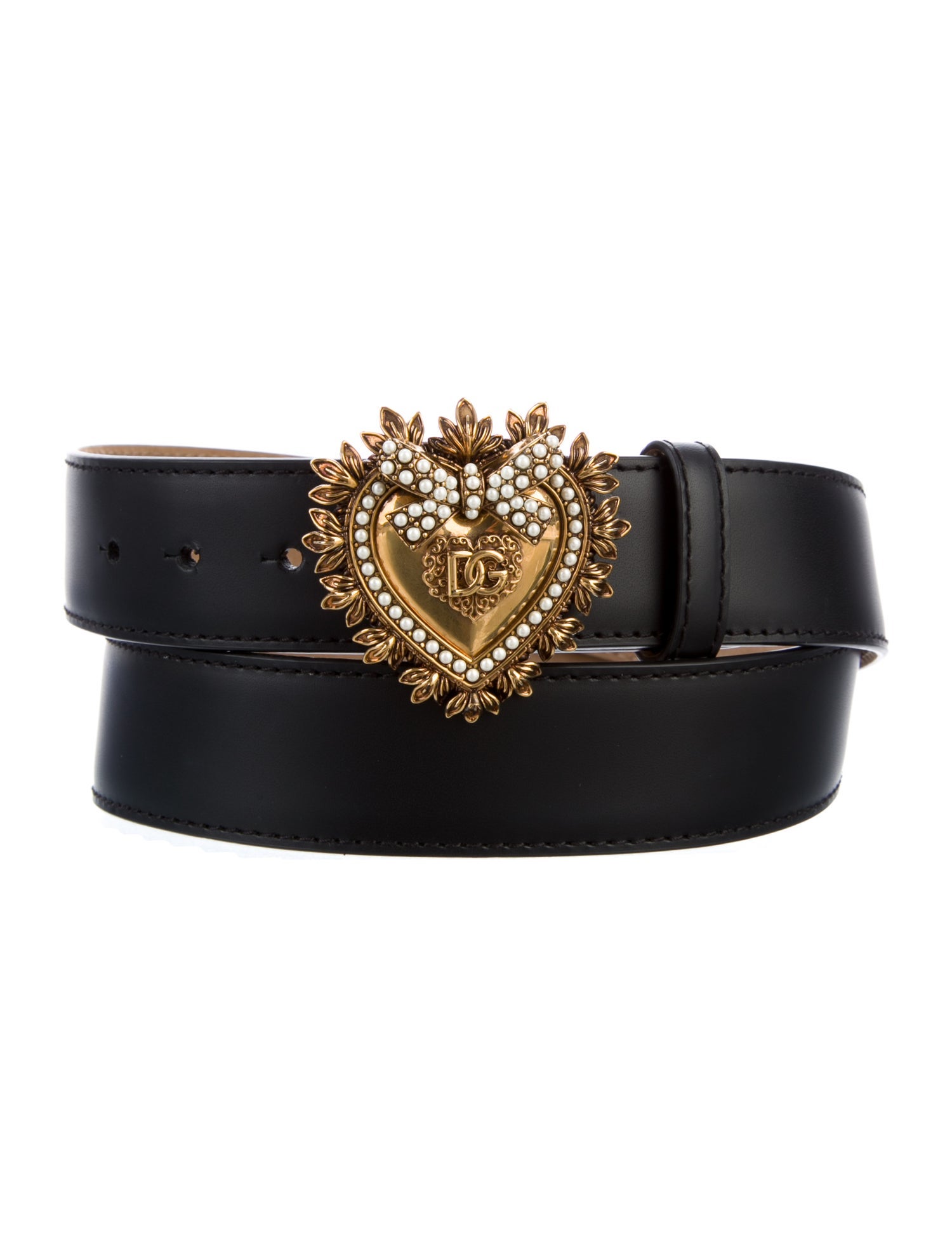 D&G Faux Pearl Accents Leather Belt w/ Tags