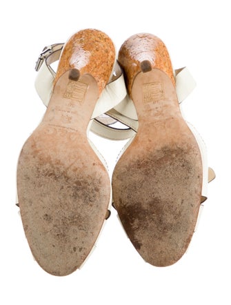 D&G Leather Colorblock Pattern Slingback Pumps